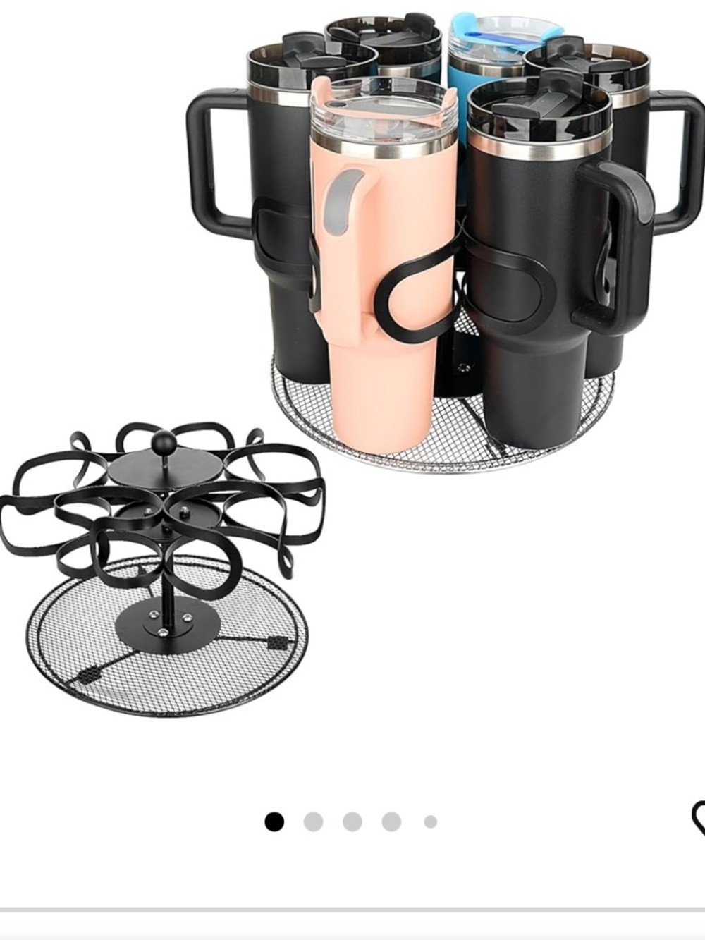 6-Slot Rotating Tumbler Organizer - Black with Pink Accent